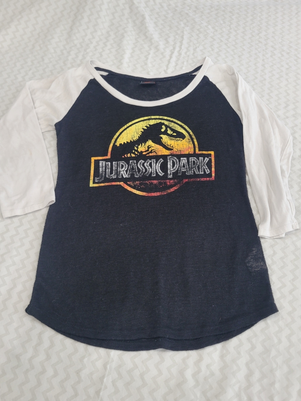 Jurassic Park Kids 3/4 Sleeve Baseball Tee